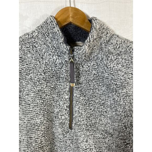 Soft Surroundings Sweatshirt Medium Gray Fuzzy Teddy Bear 1/4 Zip Pockets Cozy - Picture 6 of 11